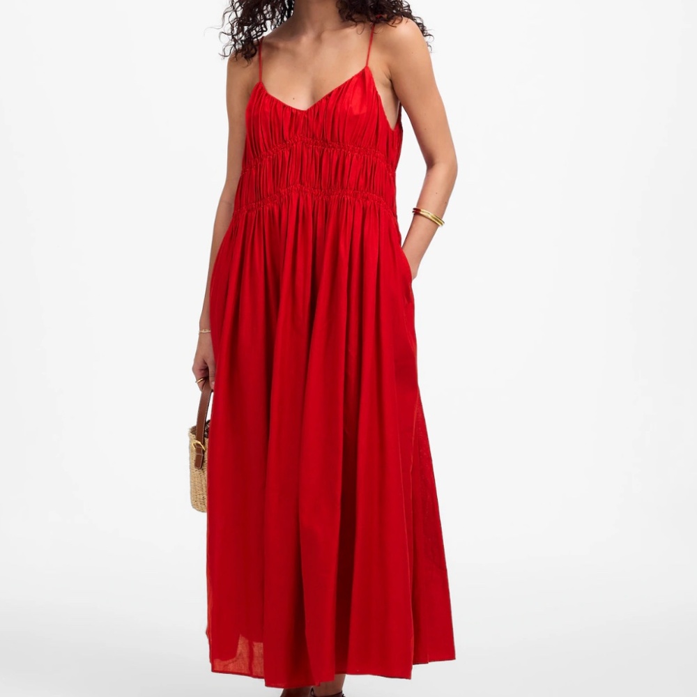 Textured V-Neck Midi Dress
